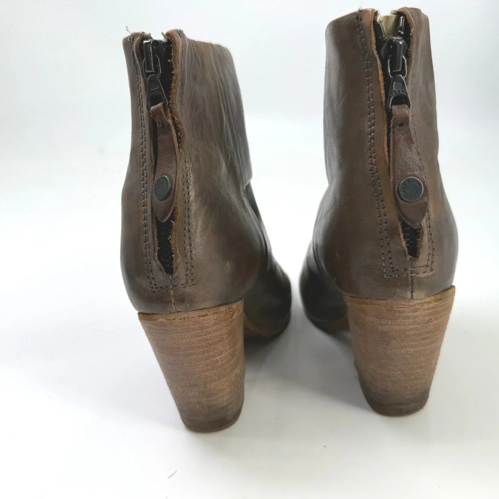 Rag &‎ Bone Newbury Ankle Boots Women 5 Leather Block Heel Distressed Chic Indie